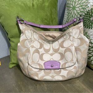 Coach Beige and Lavender Hobo Bag